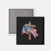 Flag Christian Cross Jesus 4th Of July Men Women マグネット (正面/裏面)