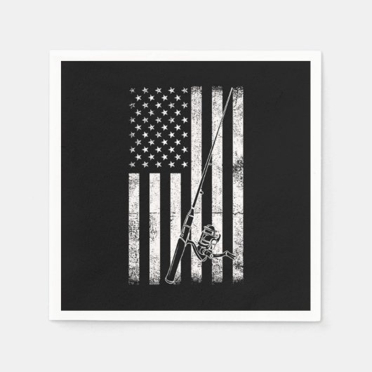 Flag Fishing Rod Hobby Fun Fishing Sea Ocean Gift スタンダードカクテルナプキン (正面)