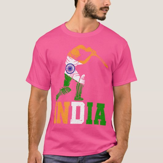 Flag India Cricket Supporters Cool Indian Cricket  Tシャツ (正面)