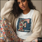 Flag Letter F Roses Freedom Monogram Tシャツ
