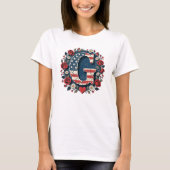 Flag Letter G Roses Wreath Monogram Tシャツ (正面)
