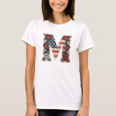 Flag Letter M Roses Daisies Monogram Tシャツ (正面)