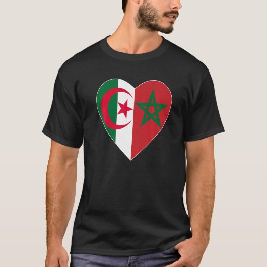 Flag Love Morocco Algeria I Love Morocco Algeria S Tシャツ (正面)