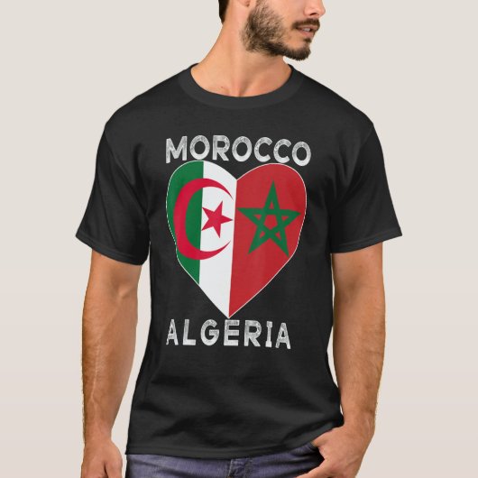 Flag Love Morocco Algeria I Love Morocco Algeria S Tシャツ (正面)