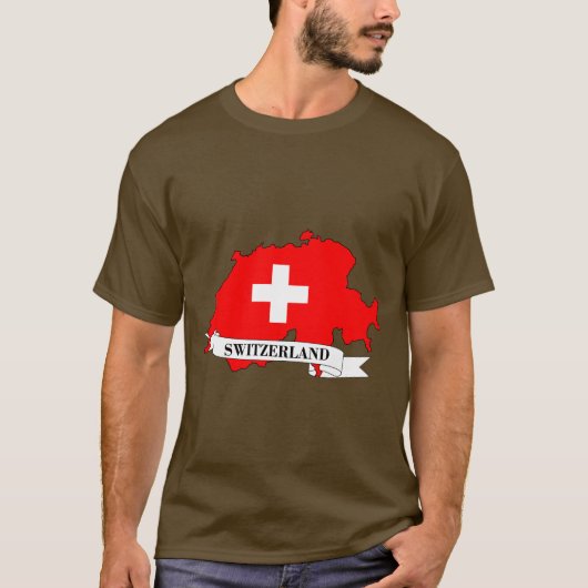  Flag map of Switzerland Tシャツ (正面)