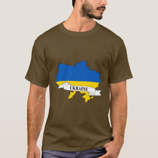 Flag map of Ukraine Tシャツ