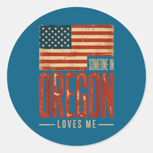 Flag Me Oregon US Loves Someone Crew ラウンドシール (正面)