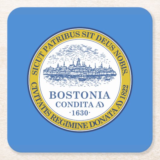 Flag of Boston, Massachusetts Square Paper Coaster スクエアペーパーコースター (正面)