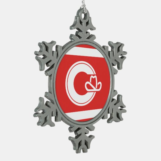 Flag of Calgary, Alberta スノーフレークピューターオーナメント (左)