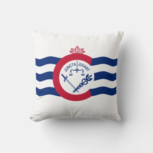 Flag of Cincinnati, Ohio Throw Pillow クッション (正面)