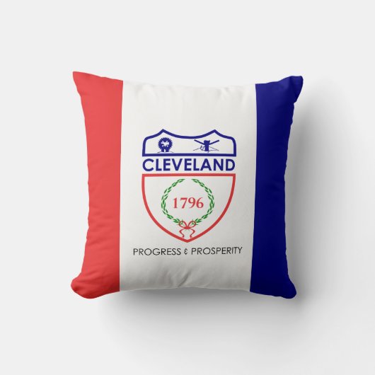 Flag of Cleveland, Ohio Throw Pillow クッション (正面)