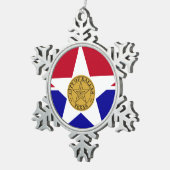 Flag of Dallas, Texas Snowflake Pewter Christmas O スノーフレークピューターオーナメント (右)