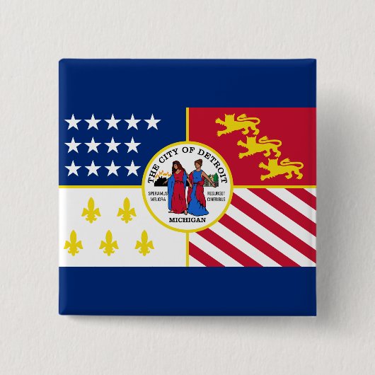 Flag of Detroit, Michigan Button 缶バッジ (正面)