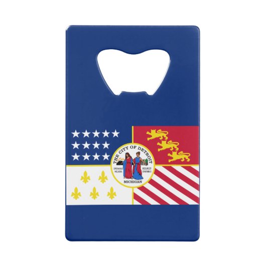 Flag of Detroit, Michigan Credit Card Bottle Opene クレジットカード栓抜き (正面)