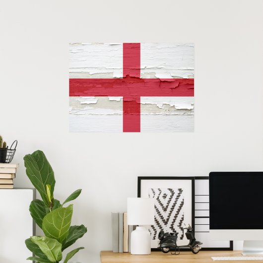 Flag of England Weathered ポスター (ホームオフィス)