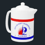 Flag of Fort Lauderdale, Florida<br><div class="desc">Teapot with a design with the flag of Fort Lauderdale,  Florida. A white,  red and blue flag</div>