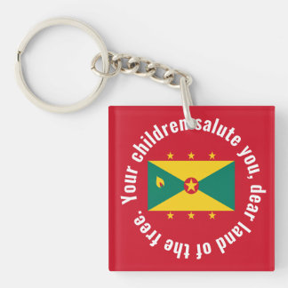 Flag of Guyana National Anthem Red Green Yellow キーホルダー