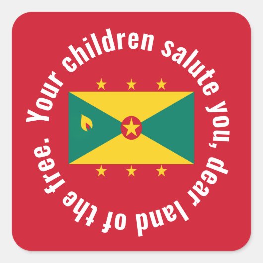Flag of Guyana National Anthem Red Green Yellow スクエアシール (正面)