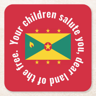 Flag of Guyana National Anthem Red Green Yellow スクエアペーパーコースター