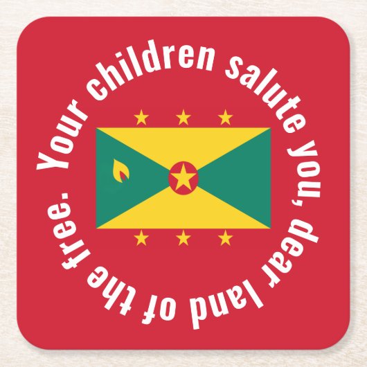 Flag of Guyana National Anthem Red Green Yellow スクエアペーパーコースター (正面)
