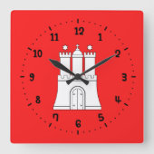 Flag of Hamburg Square Wall Clock スクエア壁時計 (正面)