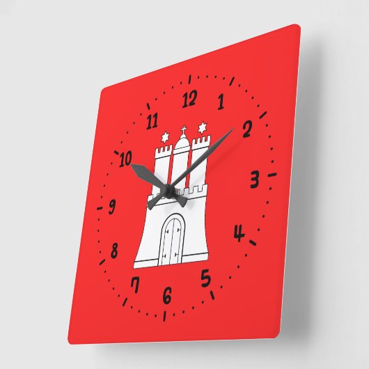 Flag of Hamburg Square Wall Clock スクエア壁時計 (傾斜)