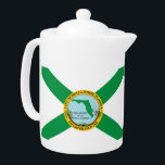 Flag of Hollywood, Florida<br><div class="desc">Teapot with a design with the flag of Hollywood,  Florida. A white flag with a green St. Andrew’s cross and a city seal in the center</div>