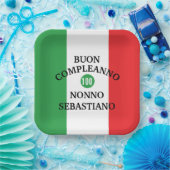 Flag of Italy Buon Compleanno or Anniversario  ペーパープレート (パーティー)