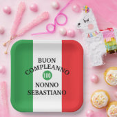 Flag of Italy Buon Compleanno or Anniversario  ペーパープレート (パーティー)