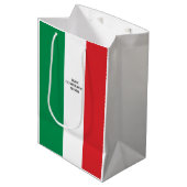 Flag of Italy Buon Compleanno or Custom Wording ミディアムペーパーバッグ (正面アングル)