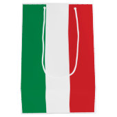 Flag of Italy Buon Compleanno or Custom Wording ミディアムペーパーバッグ (裏面)