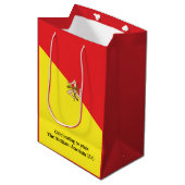 Flag of Italy Sicily with Custom Wording ミディアムペーパーバッグ (正面アングル)