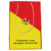 Flag of Italy Sicily with Custom Wording ミディアムペーパーバッグ (正面)