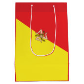 Flag of Italy Sicily with Custom Wording ミディアムペーパーバッグ (裏面)