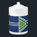 Flag of Jackson, Tennessee<br><div class="desc">Teapot with a design with the flag of Jackson,  Tennessee. A blue,  green,  and white flag</div>