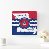 Flag of Jefferson city, Missouri Square Wall Clock スクエア壁時計 (ホーム)