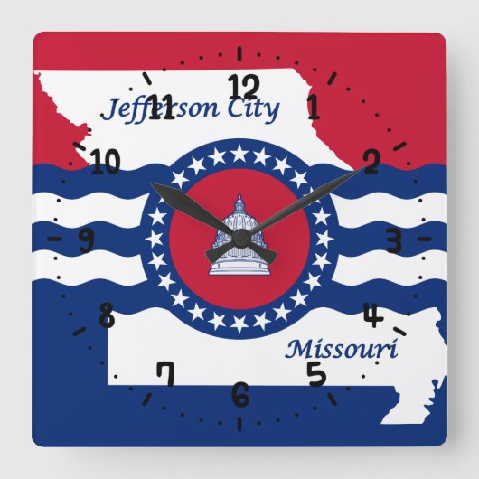 Flag of Jefferson city, Missouri Square Wall Clock スクエア壁時計 (正面)