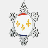 Flag of New Orleans, Louisiana Snowflake Pewter Ch スノーフレークピューターオーナメント (右)