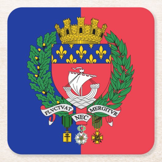 Flag of Paris, France Square Paper Coaster スクエアペーパーコースター (正面)
