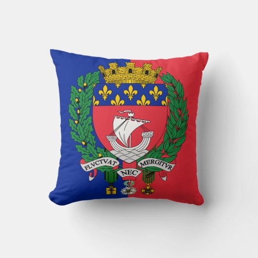 Flag of Paris, France Throw Pillow クッション (正面)