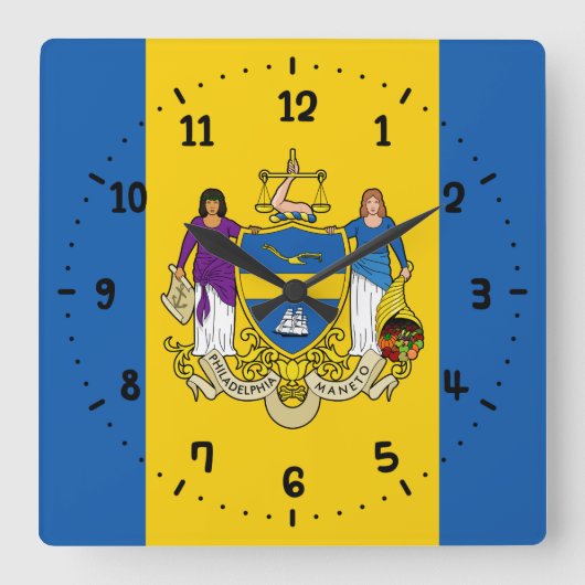 Flag of Philadelphia, Pennsylvania Square Wall Clo スクエア壁時計 (正面)