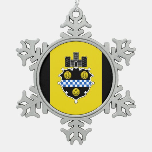 Flag of Pittsburgh, Pennsylvania Snowflake Pewter スノーフレークピューターオーナメント (正面)