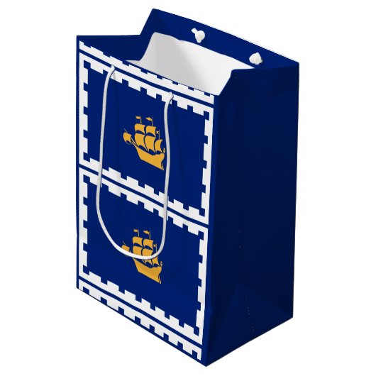 Flag of Quebec City Medium Gift Bag ミディアムペーパーバッグ (正面アングル)