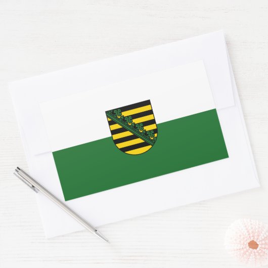 Flag of Saxony Rectangular Sticker 長方形シール (封筒)