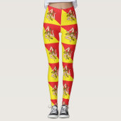 Flag of Sicily All-Over Print Trinacria Leggings レギンス (正面)