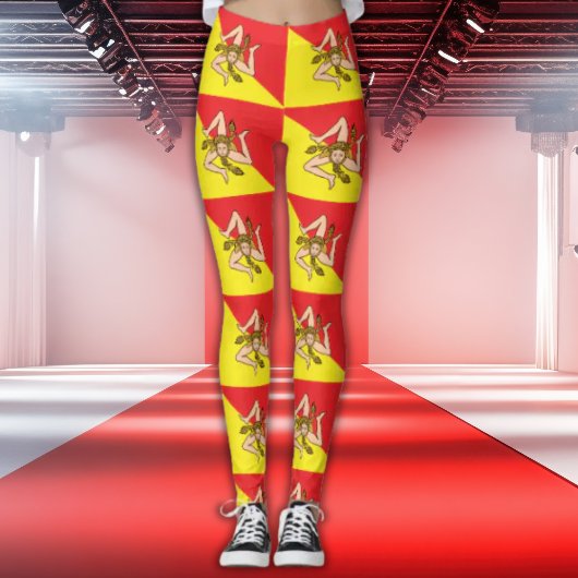 Flag of Sicily All-Over Print Trinacria Leggings レギンス