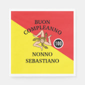 Flag of Sicily Buon Compleanno or Anniversario  スタンダードランチョンナプキン (正面)