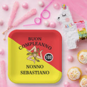 Flag of Sicily Buon Compleanno or Anniversario  ペーパープレート (パーティー)