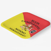 Flag of Sicily Buon Compleanno or Anniversario  ペーパープレート (傾斜あり)