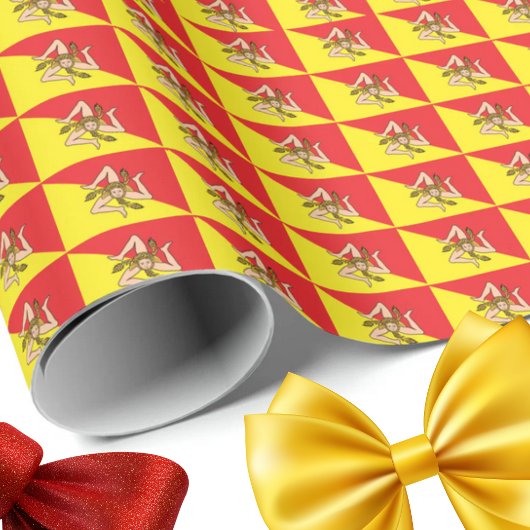 Flag of Sicily Repeat Print Trinacria  ラッピングペーパー